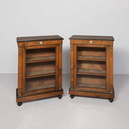 Pair of Quality Victorian Burr Walnut Side Cabinets
