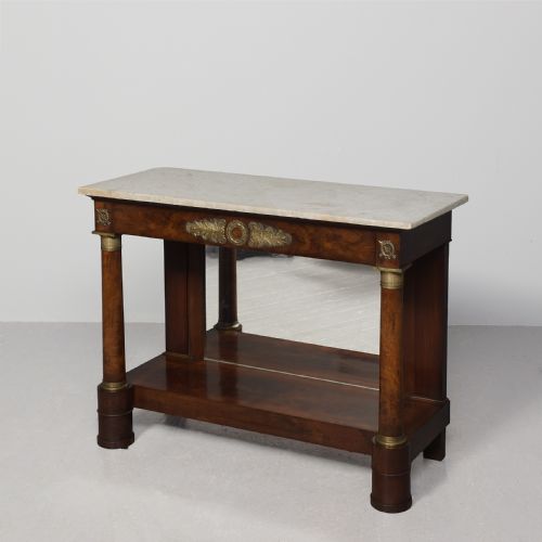 Early 19th Century, French Marble-top, Brass-mounted Empire Hall Table.