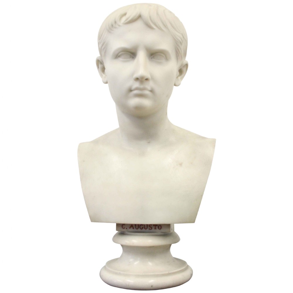 Victorian White Marble Bust of Caesar
