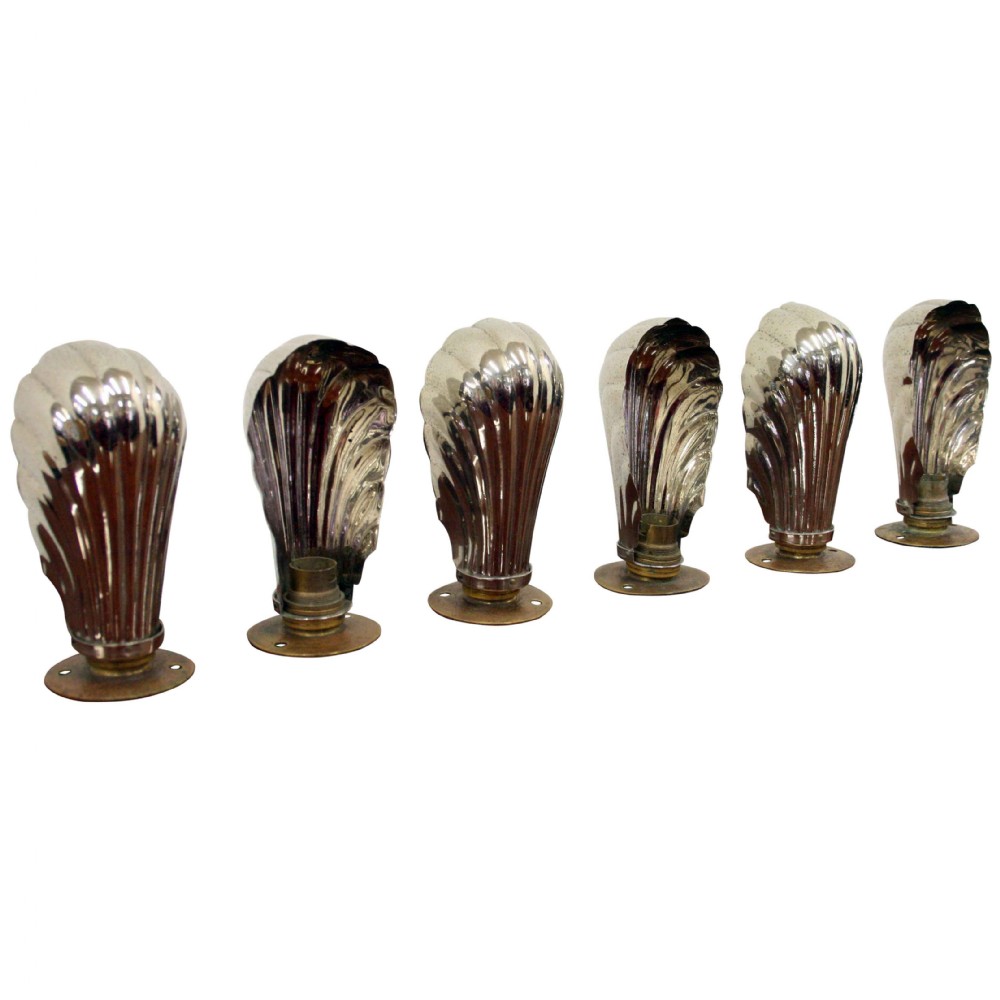Set of 6 Chrome Scallop Lampshades