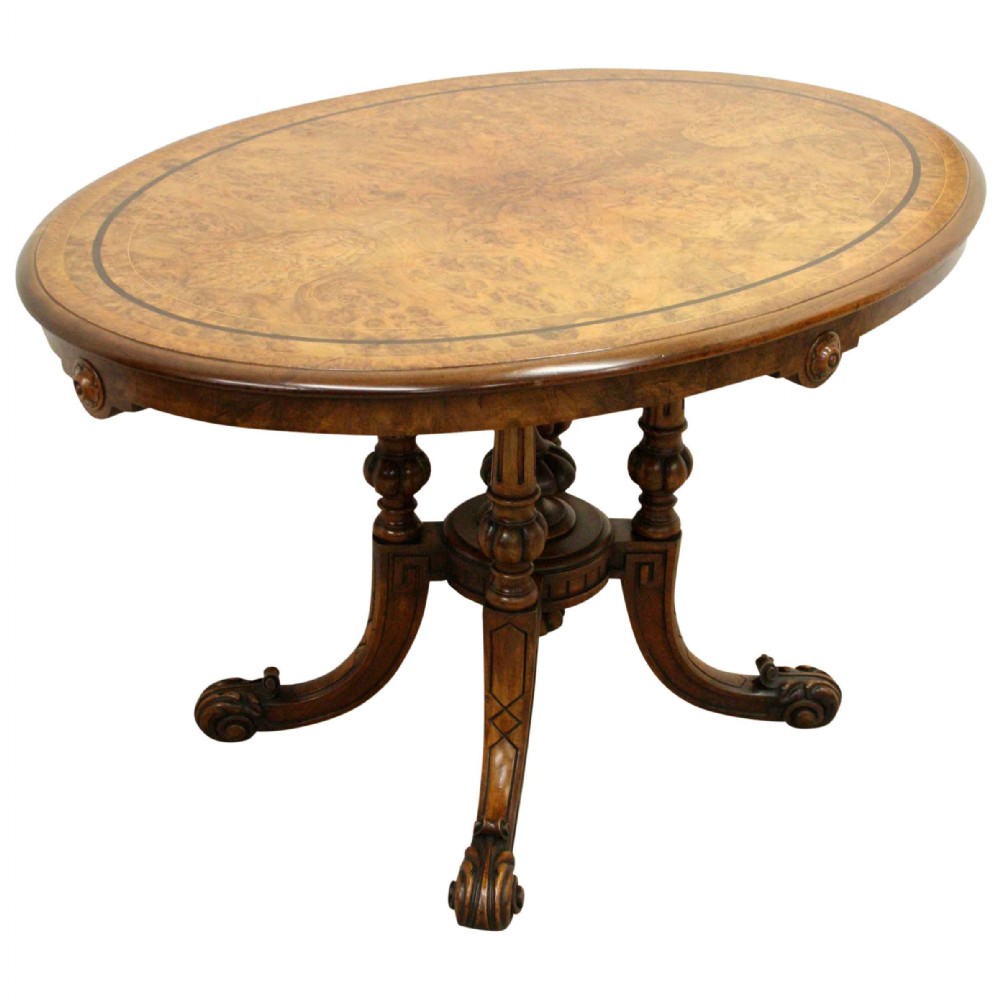 Victorian Burr Walnut Oval Breakfast Table