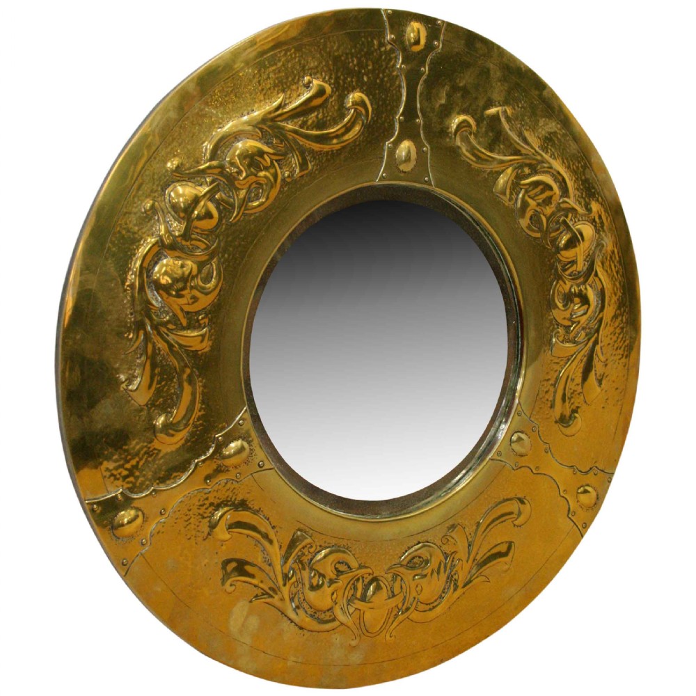 Art Nouveau Brass Wall Mirror