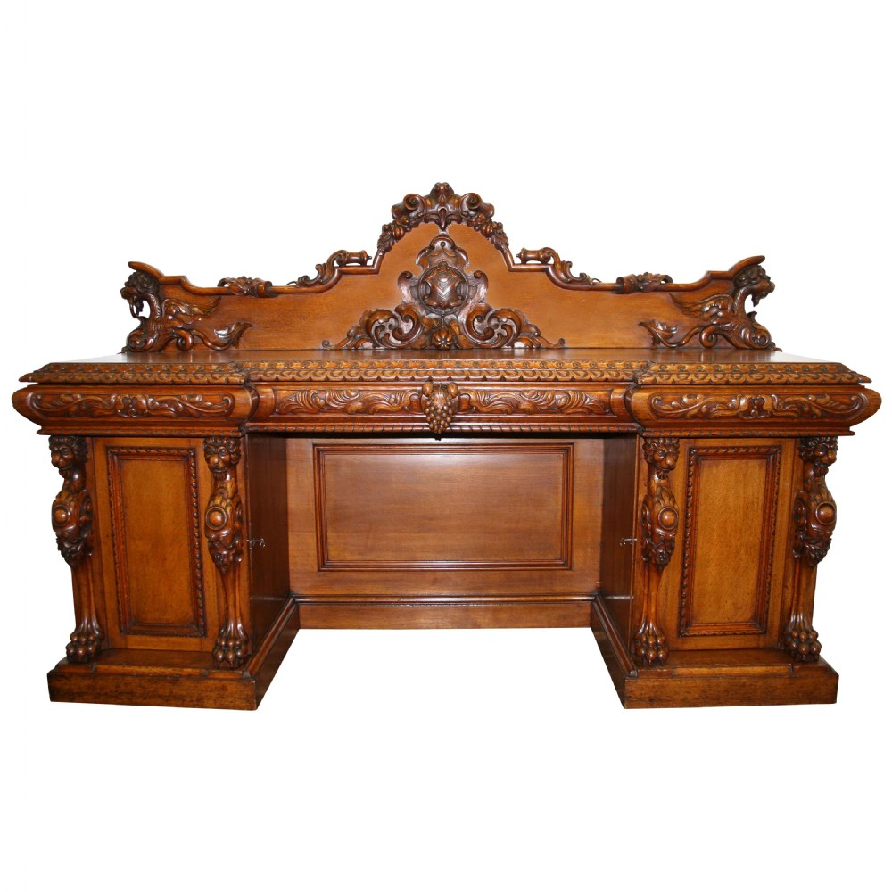 Scottish Victorian Carved Oak Sideboard