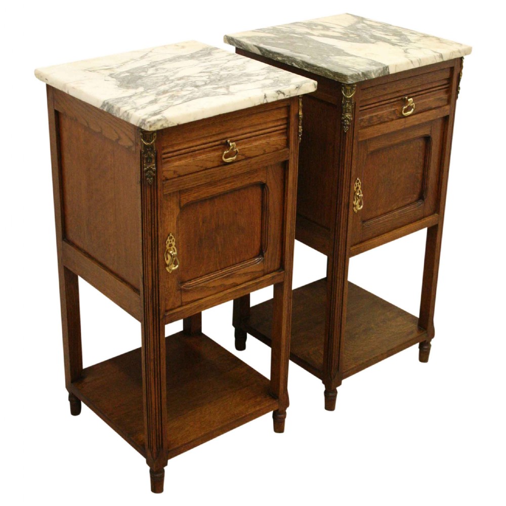 Pair of Art Nouveau Oak Bedside Lockers