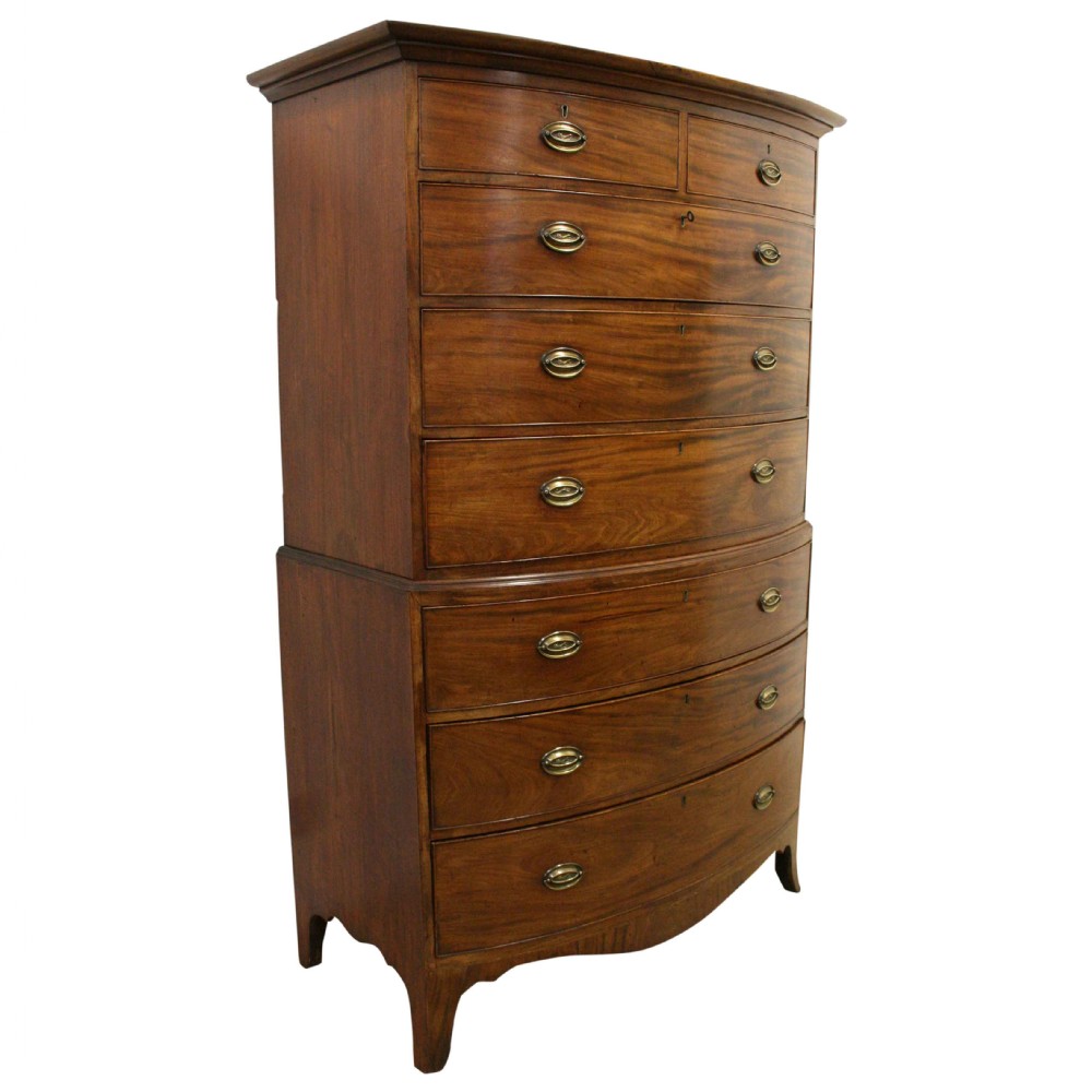 George III Mahogany Bow Front Chest on Chest