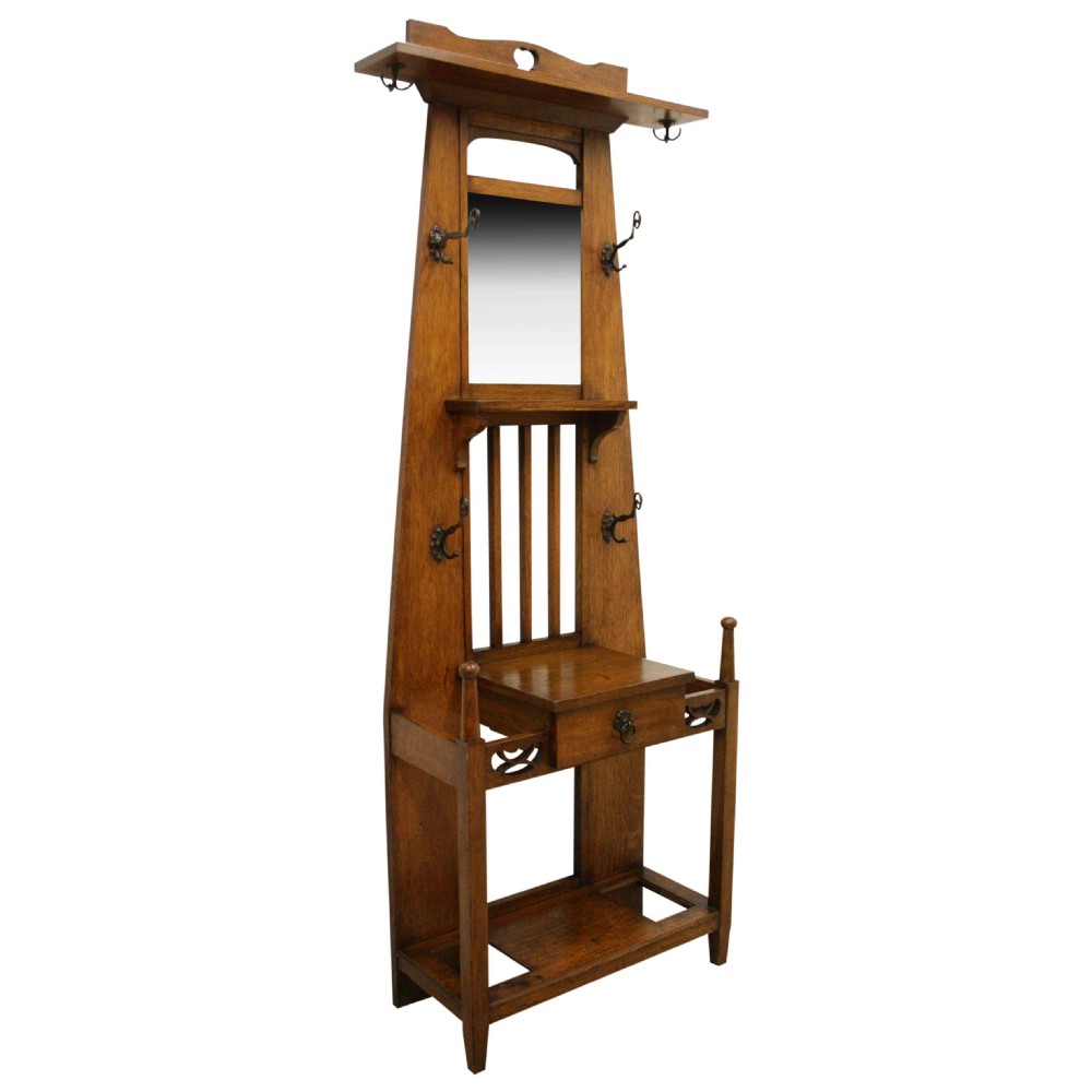 Art Nouveau Oak Hall Stand