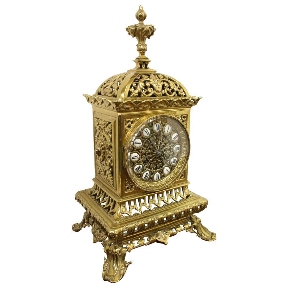 French Cast Brass Mantel Clock