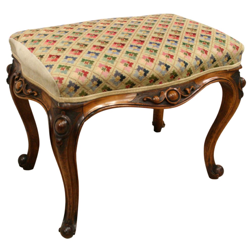 Early Victorian Carved Walnut Centre Stool
