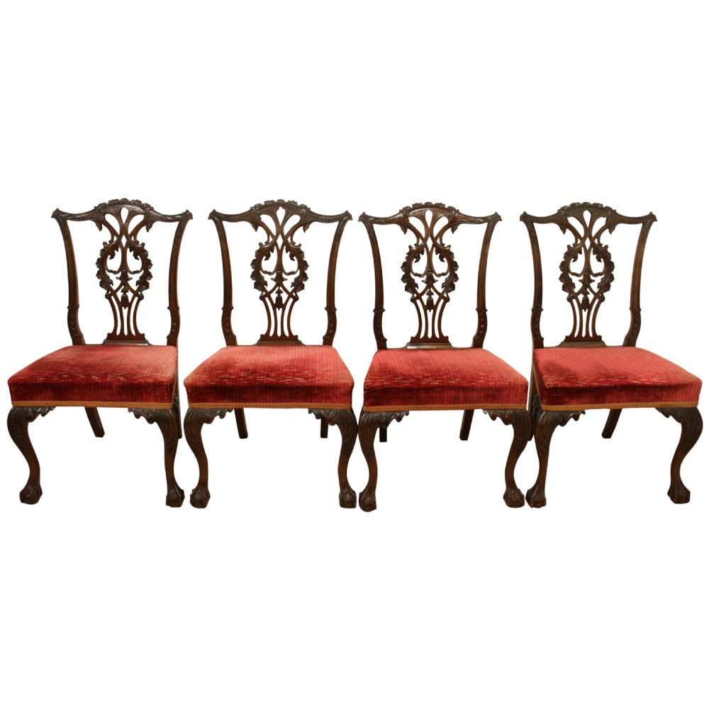 Set of 4 Chippendale Style Mahogany Dining Chairs