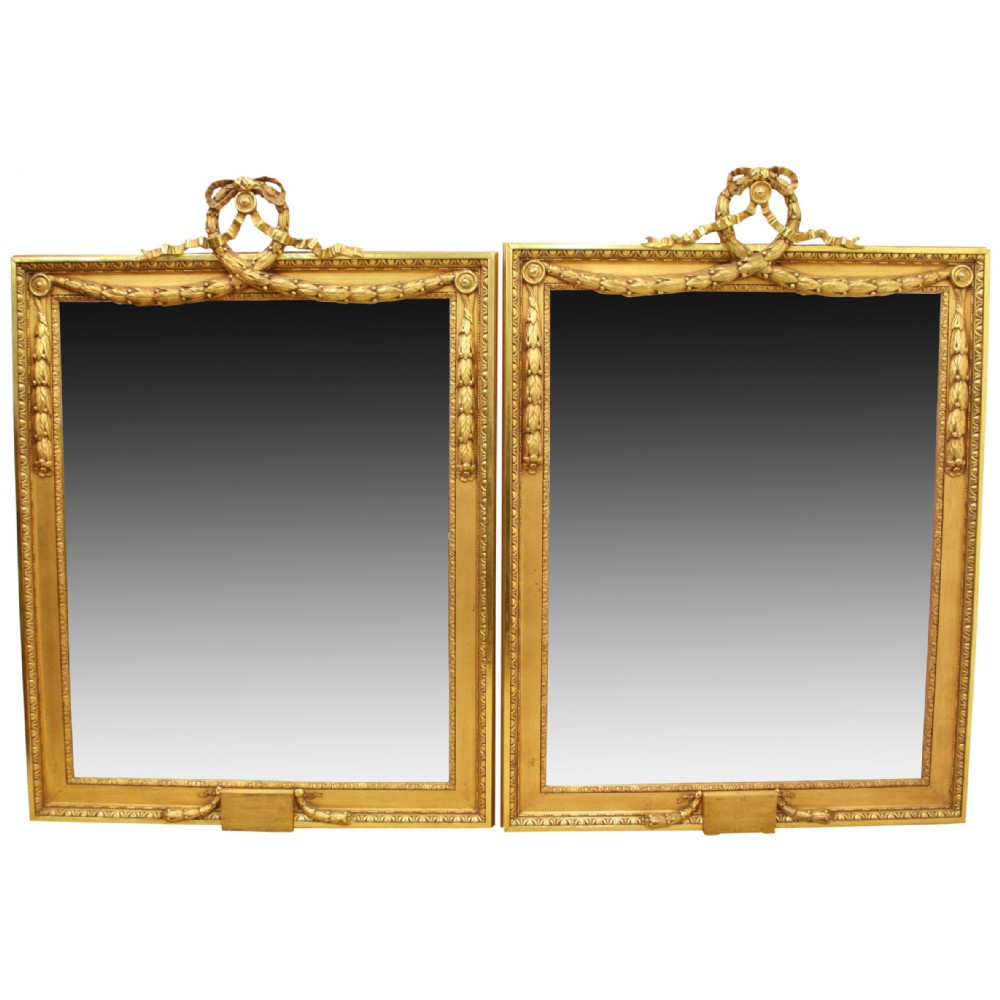 Large Pair of Carved and Gilded Mirrors