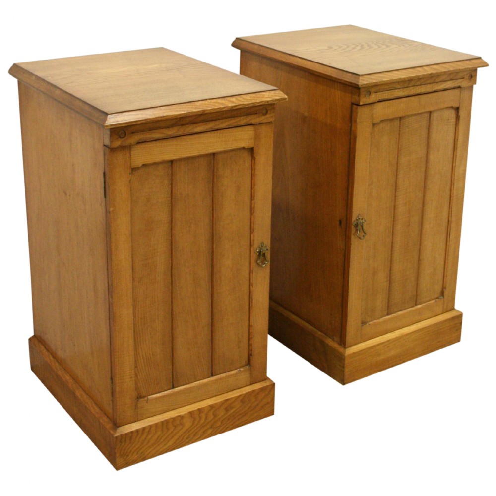 Pair of Late Victorian Ash Bedside Lockers
