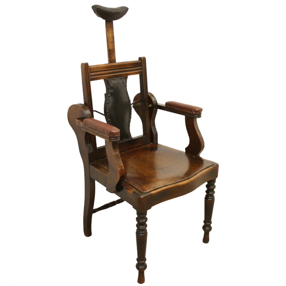 Edwardian Adjustable Beech Barber's Chair