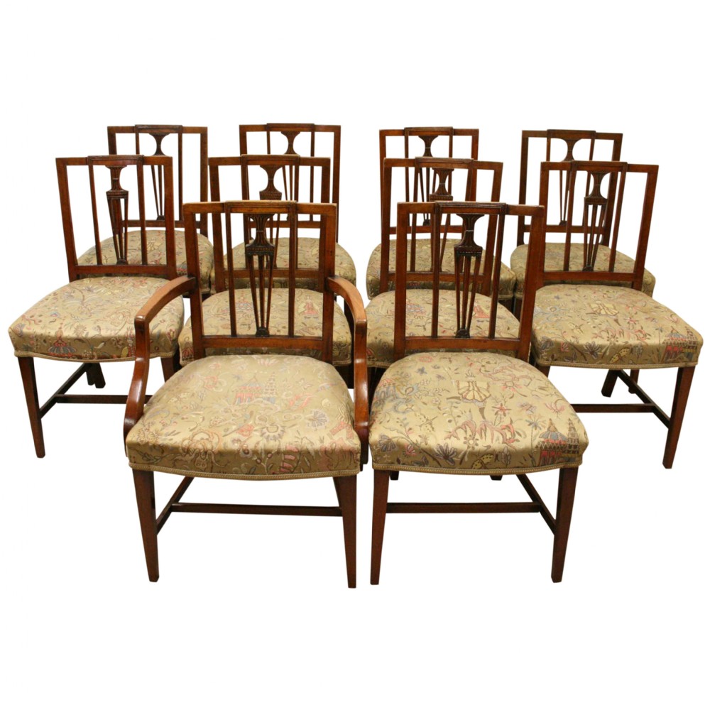 Set of 10 George III Mahogany Dining Chairs