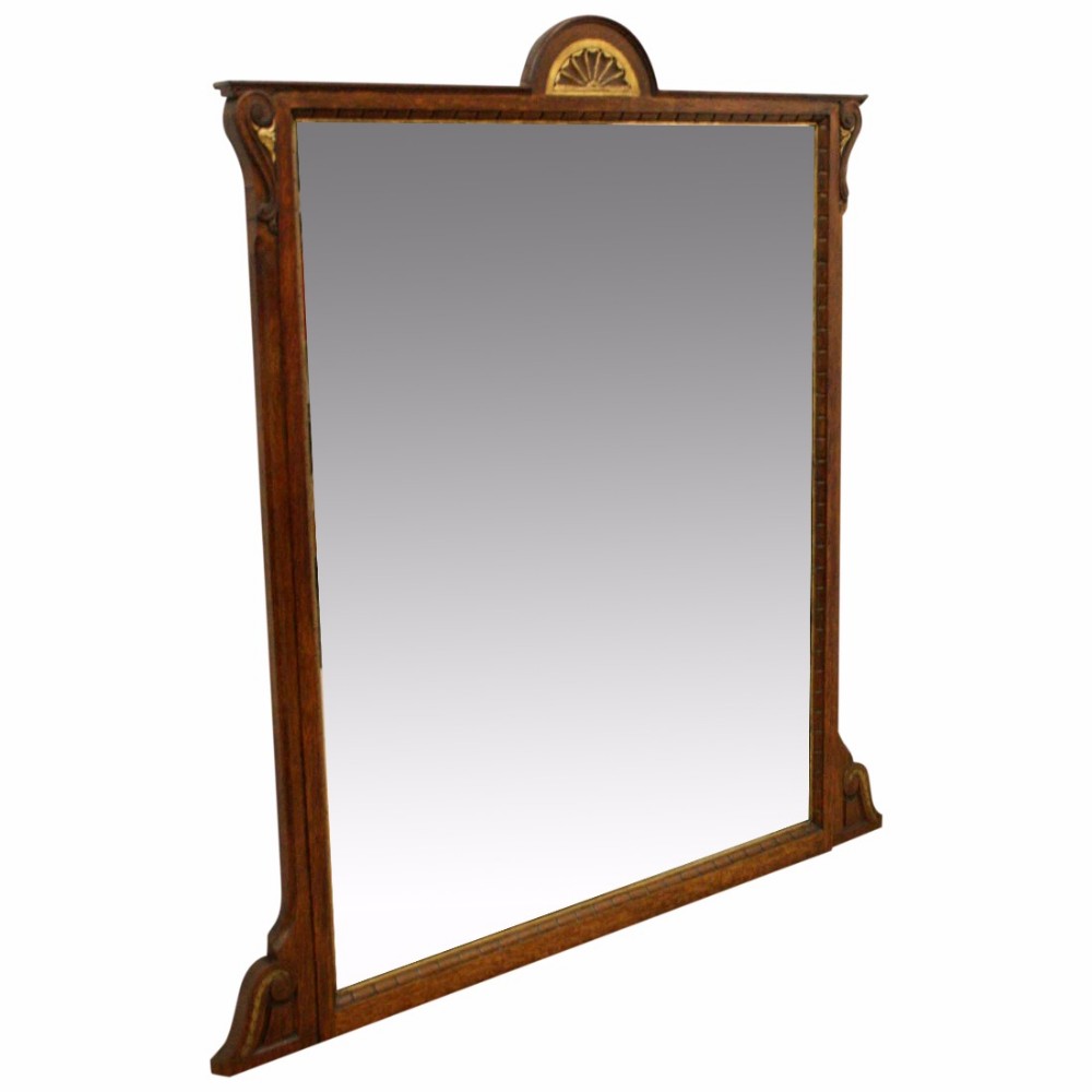 Arts & Crafts Style Oak Overmantel Mirror