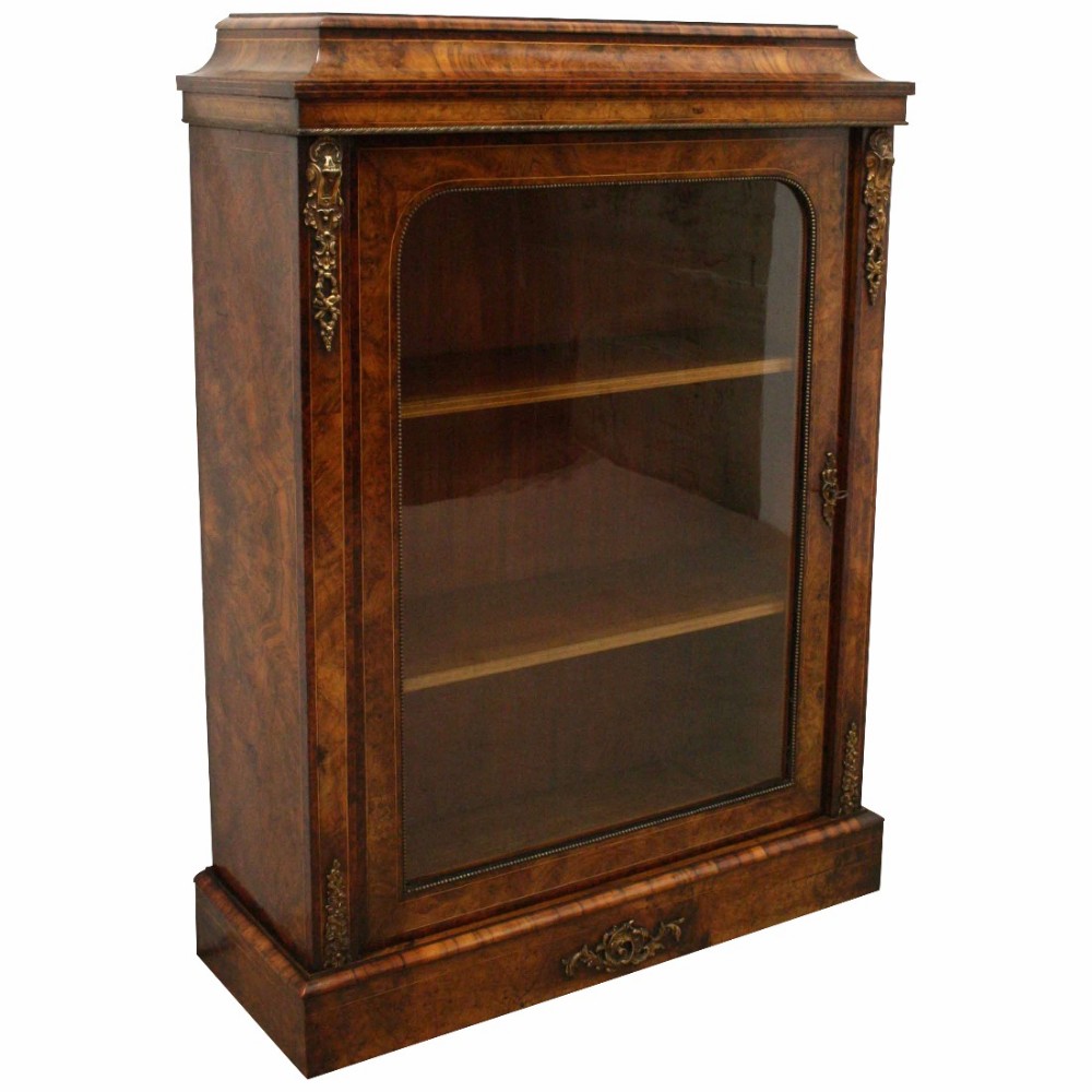 Early Victorian Burr Walnut Pier Cabinet