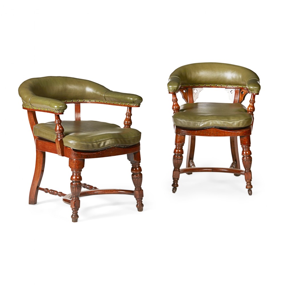 Pair of Scottish Oak Library Armchairs