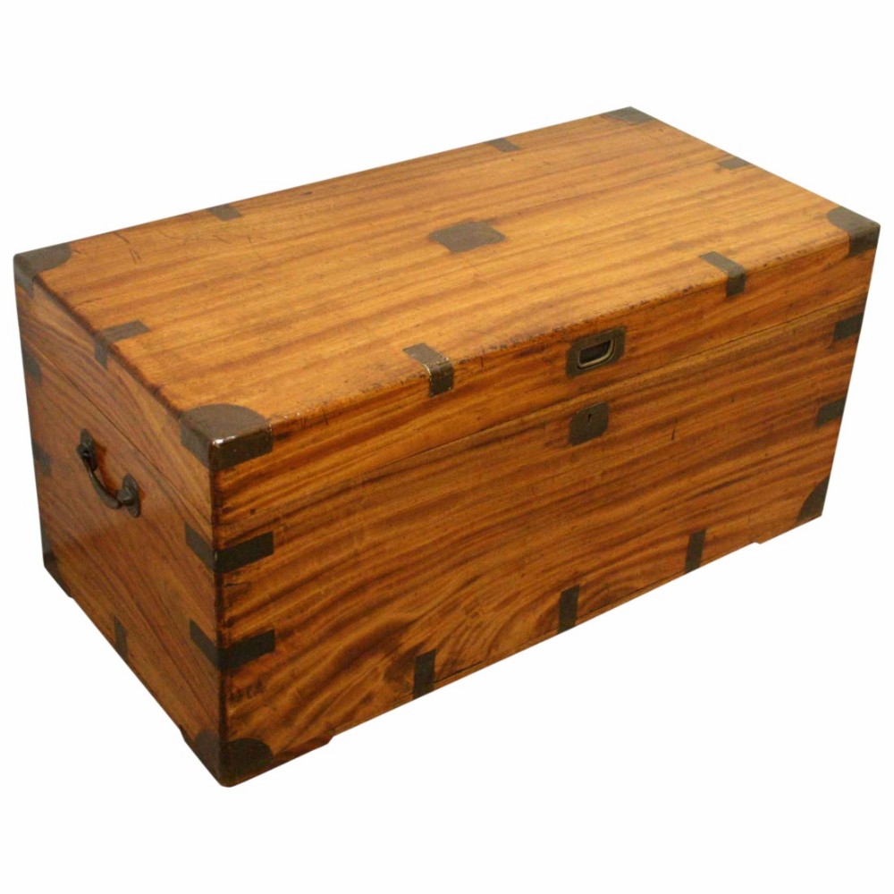Mid Victorian Camphor Wood Campaign Trunk