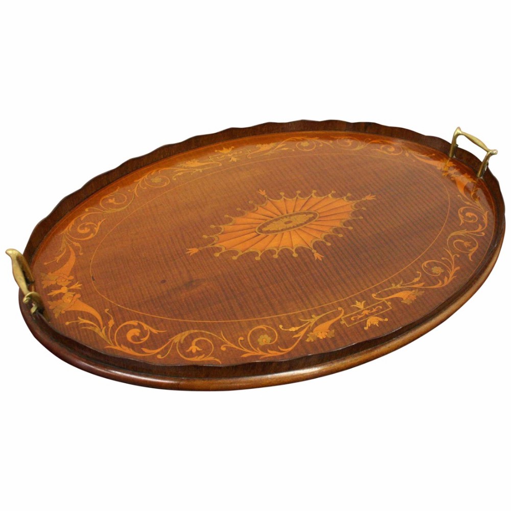 Sheraton Style Oval Mahogany Tray