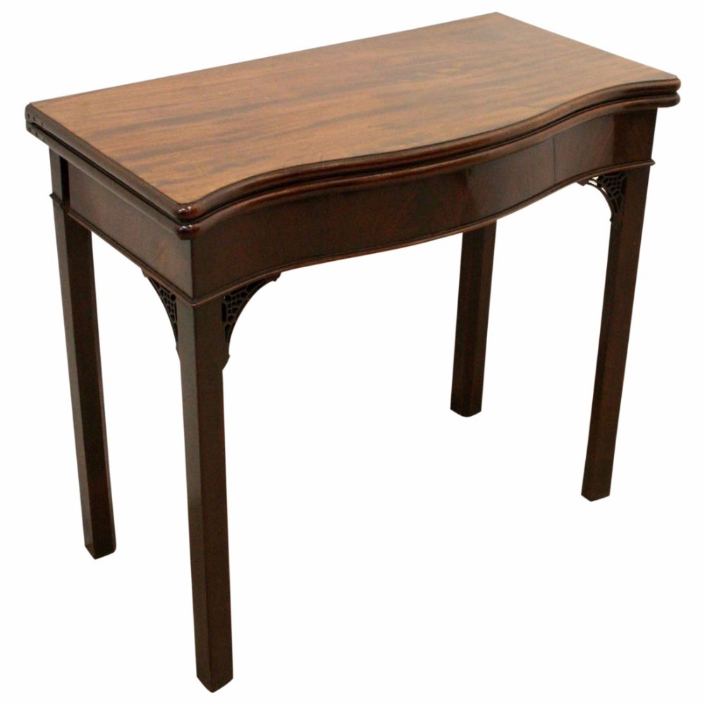George III Mahogany Serpentine Fold Over Card Table