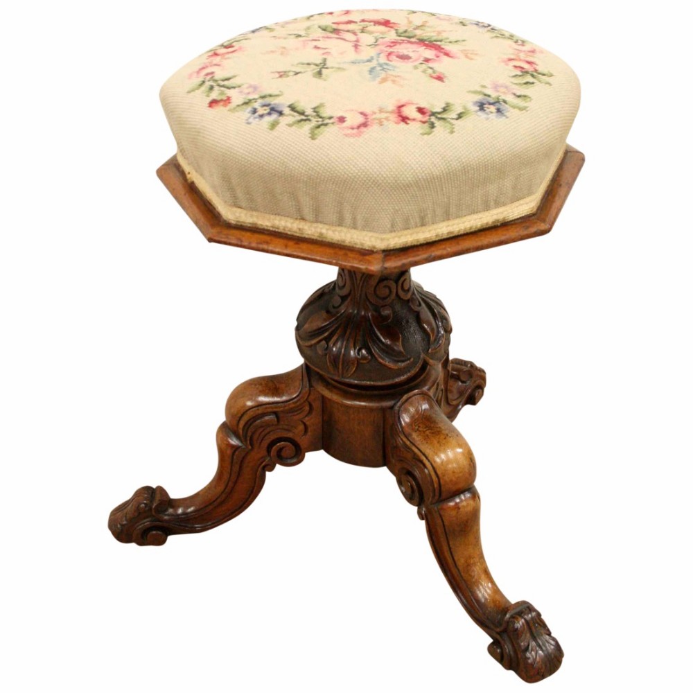 Victorian Walnut Piano Stool