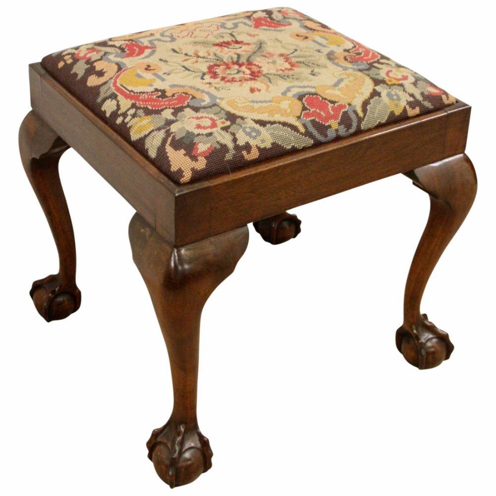 George II Style Mahogany Ball and Claw Stool