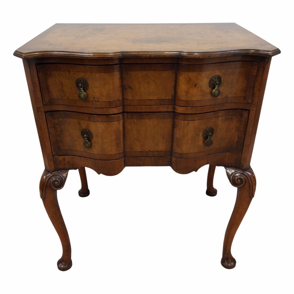 Georgian Style Cross Banded Burr Walnut Serpentine Chest