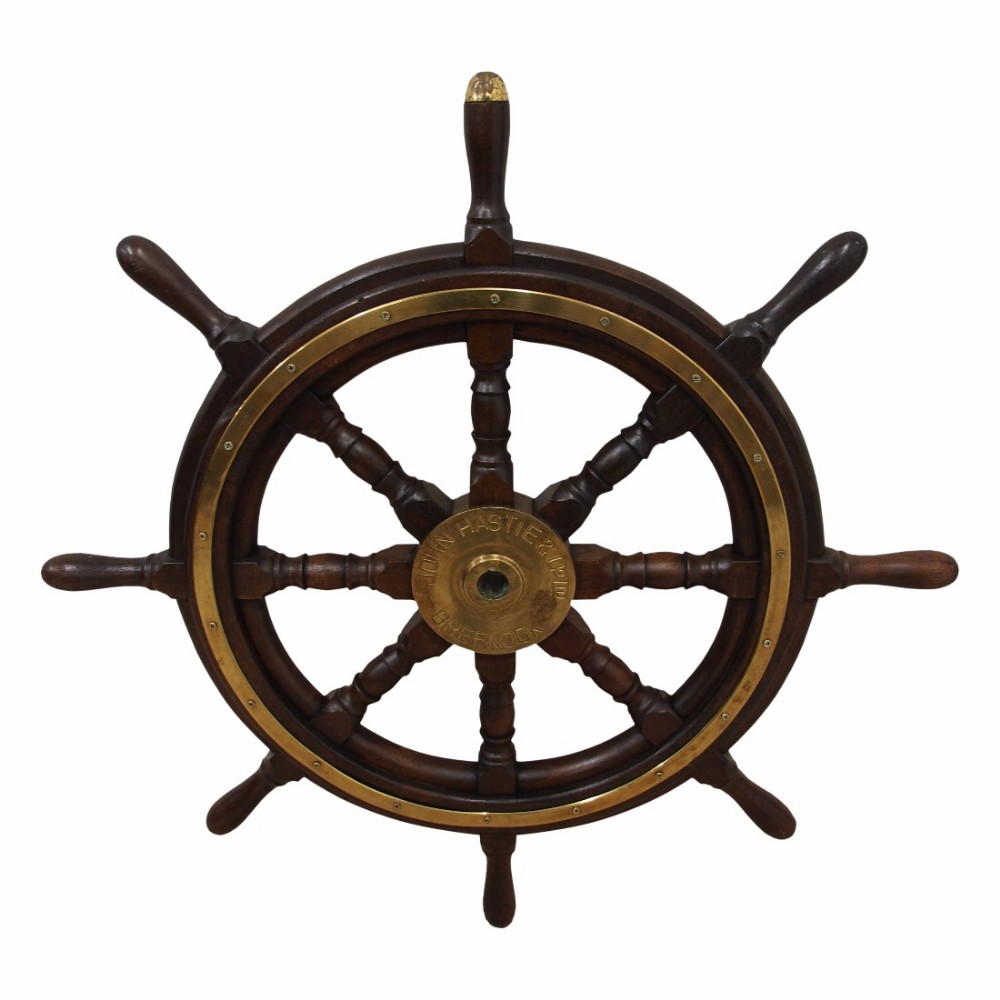 Mahogany and Brass Ships Wheel