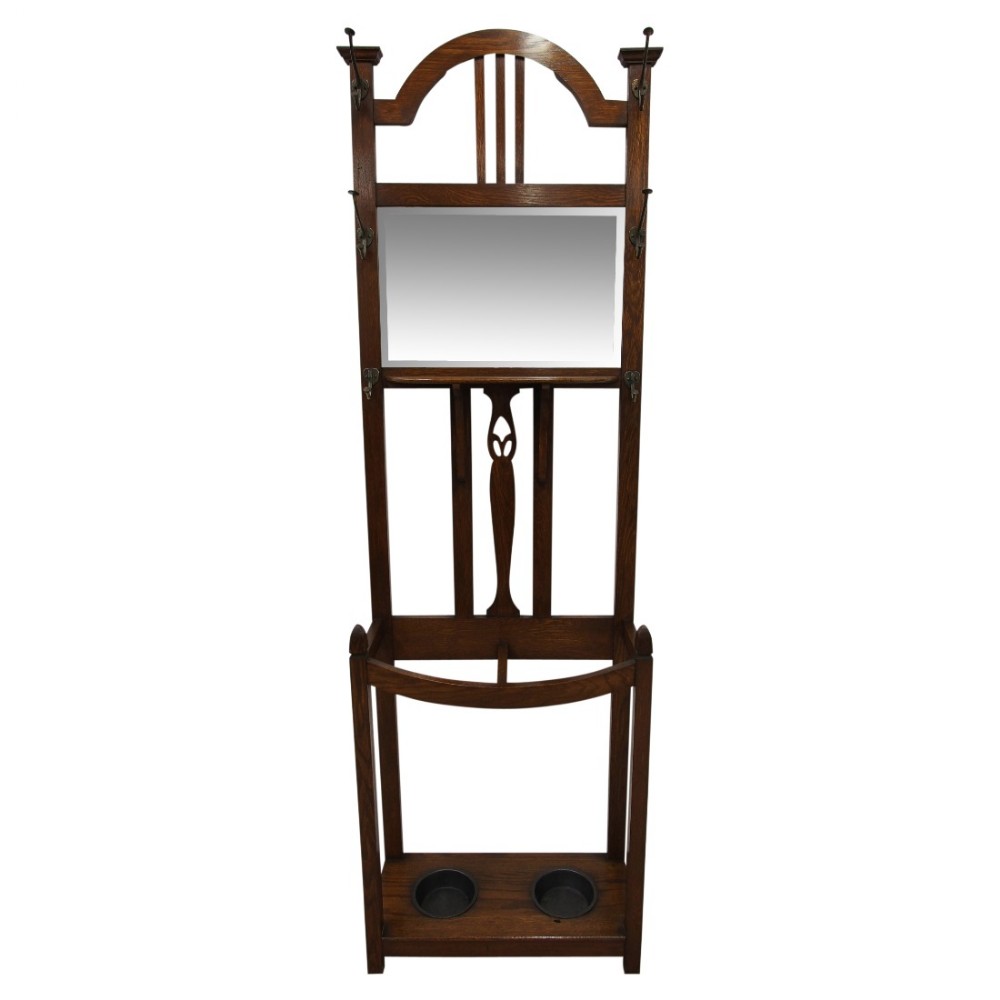 Art Nouveau Oak Hall Stand