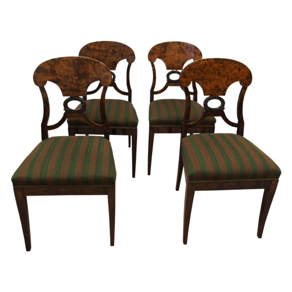 Set of 4 Biedermeier Style Birch Chairs