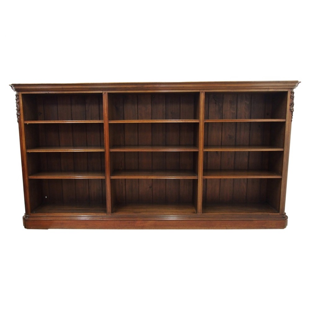 Large Victorian Mahogany Open Bookcase