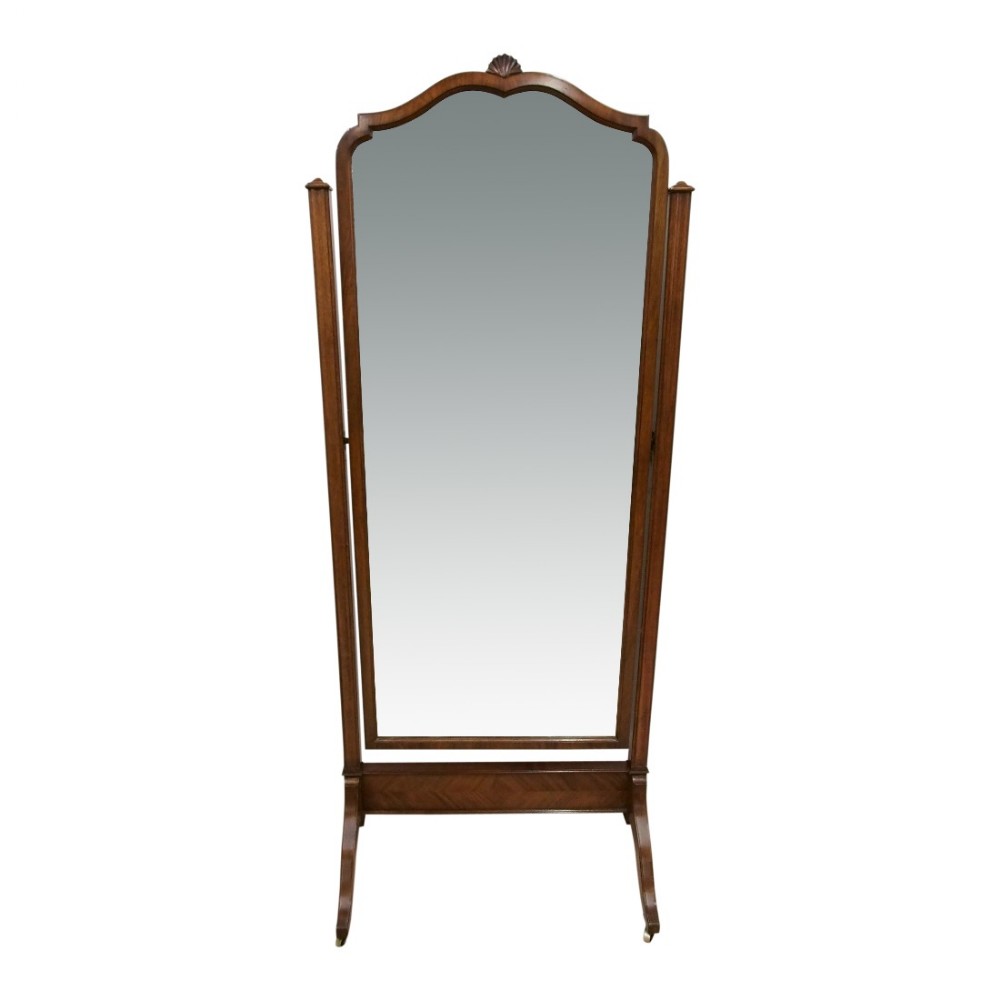 Georgian Style Walnut Cheval Mirror