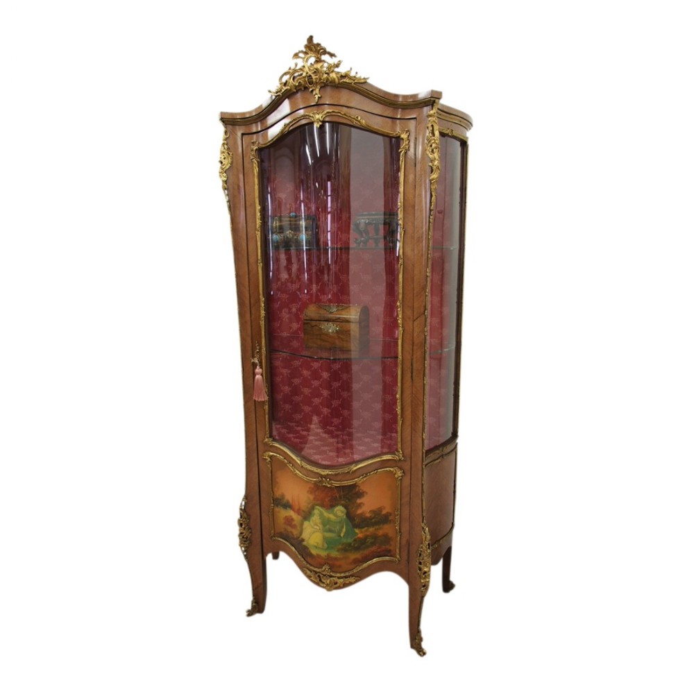 French Kingwood and Vernis Martin Vitrine Cabinet