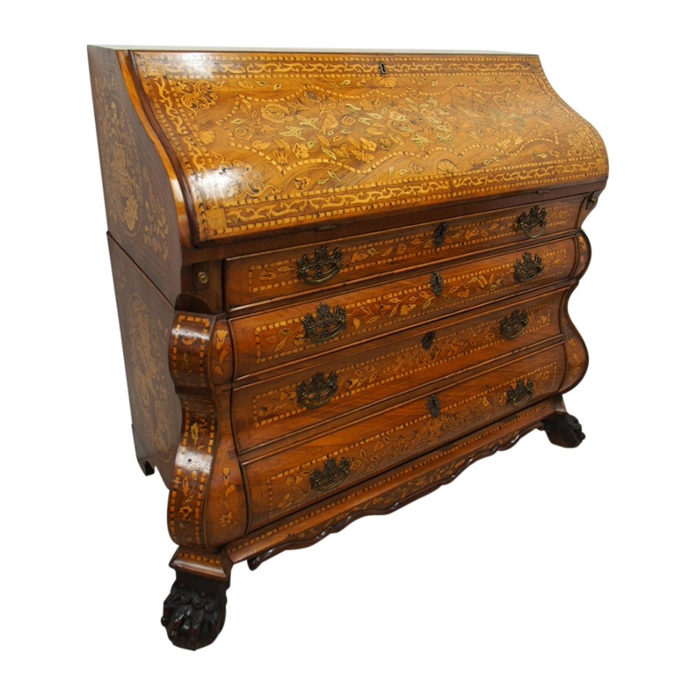 Dutch Marquetry and Inlaid Walnut Bureau