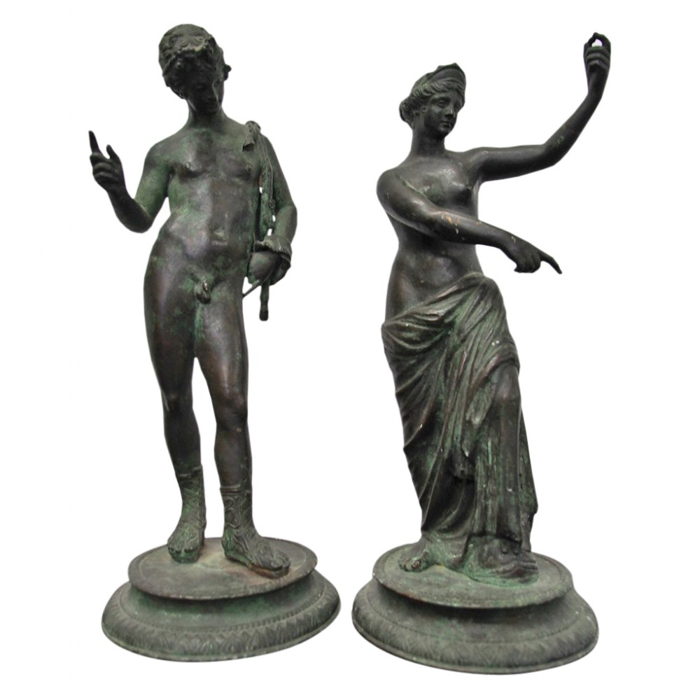 Pair of Grand Tour Bronzes of Narcissus and Venus