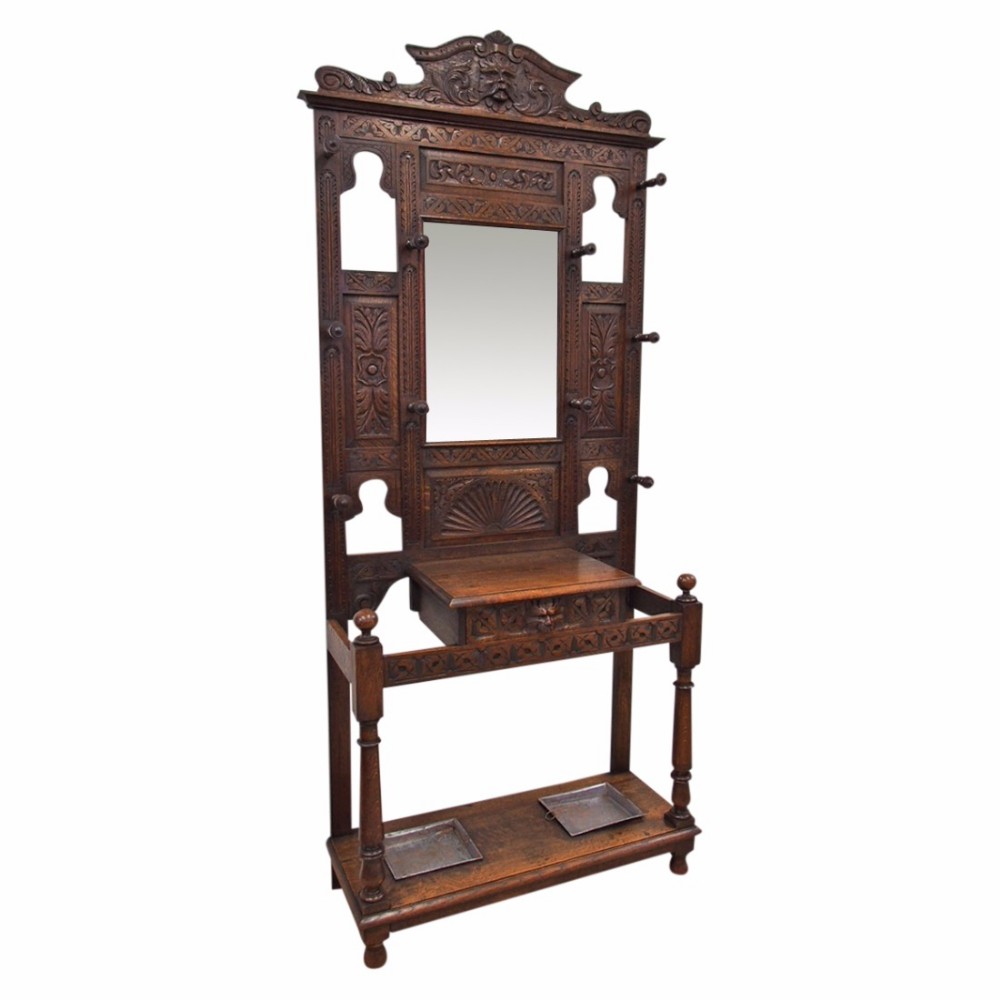 Jacobean Revival Oak Hall Stand