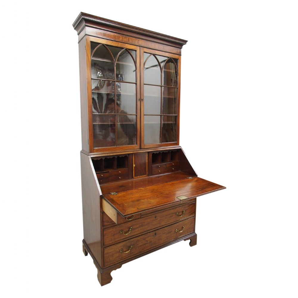 George III Mahogany Bureau Bookcase