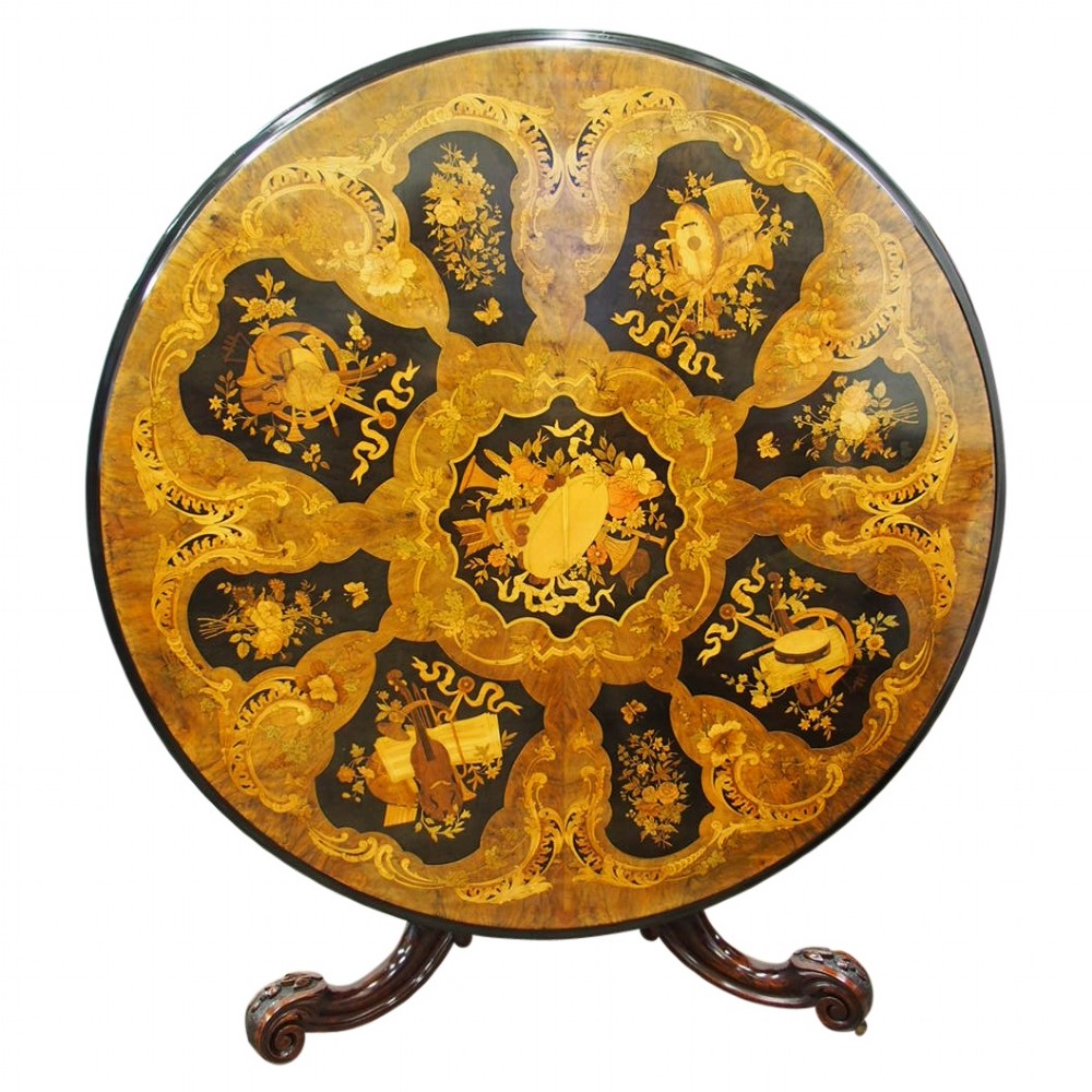 Mahogany and Marquetry Inlaid Breakfast Table