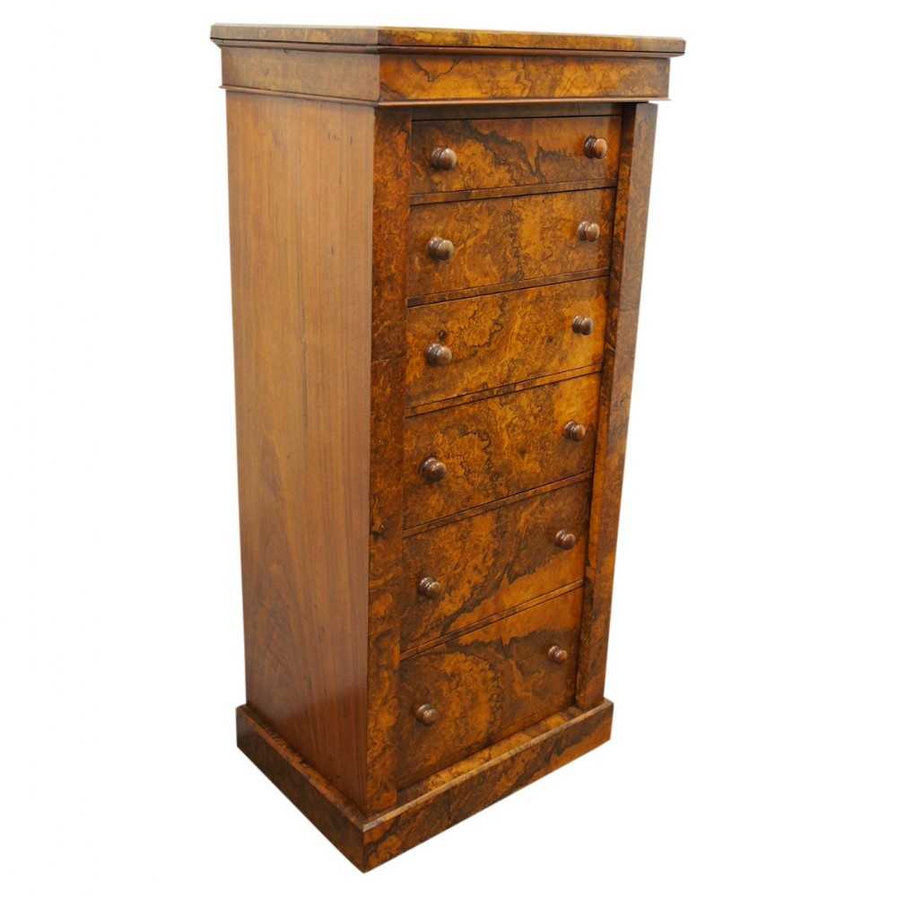 Victorian Burr Walnut Wellington Chest