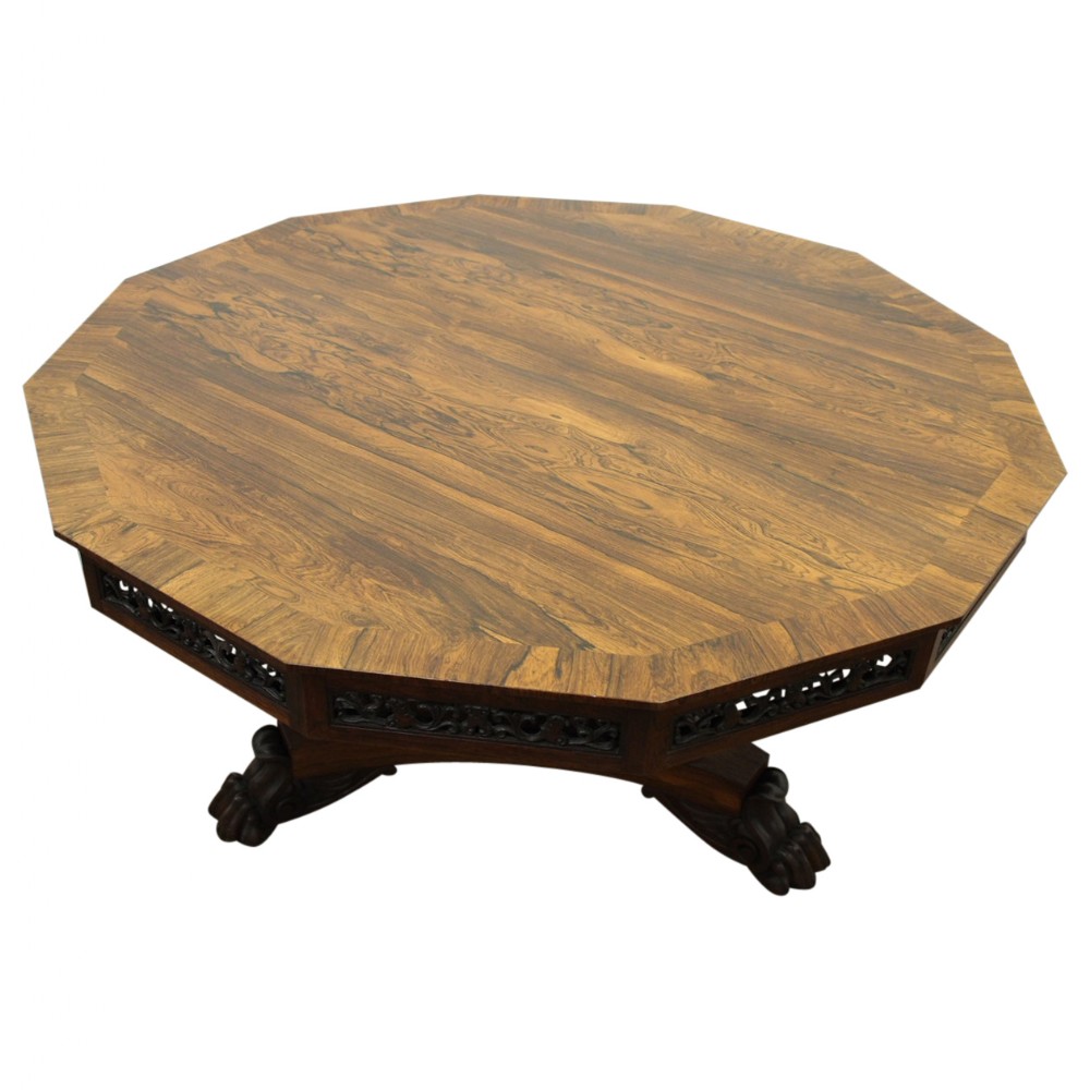 Rare George IV British Rosewood Breakfast Table with Chinese Panels