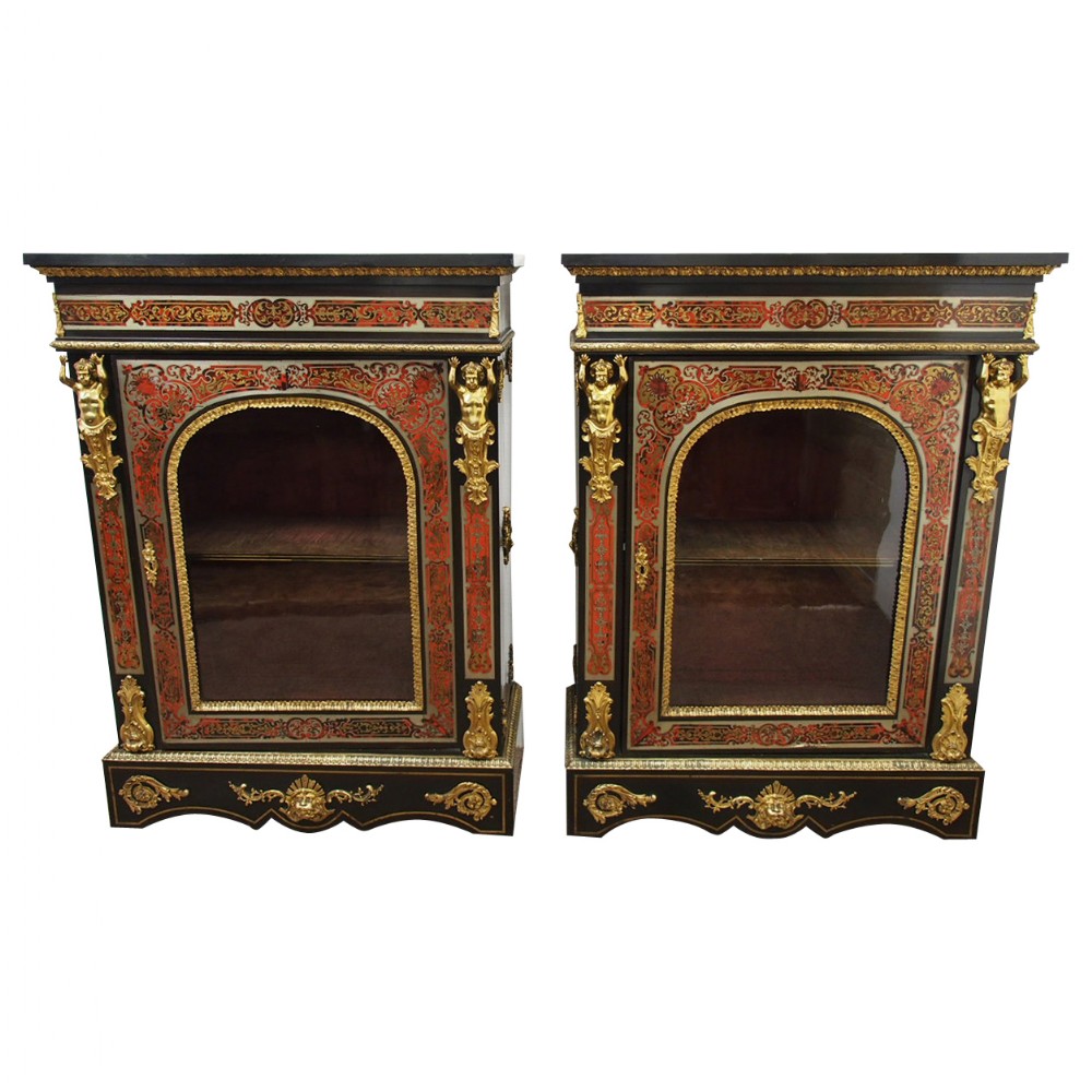 Rare Pair of Napoleon III Boulle Cabinets