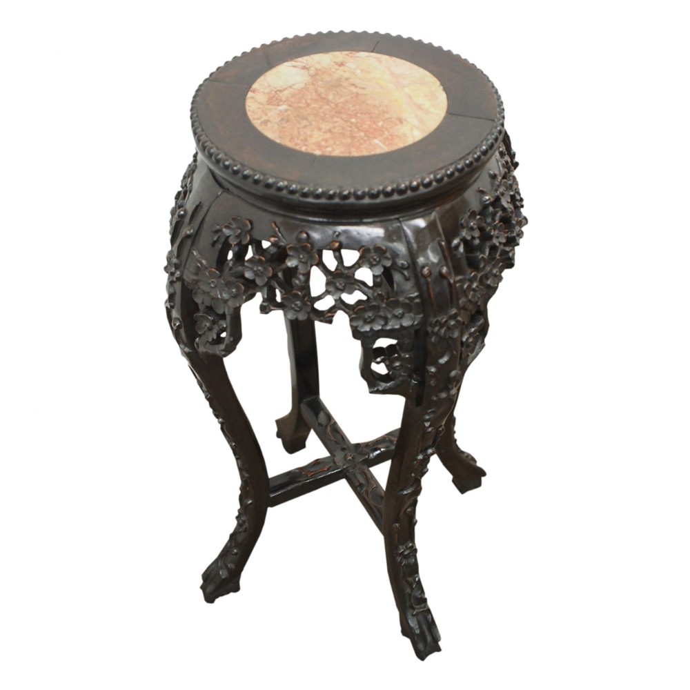Chinese Plant Stand with Marble Insert