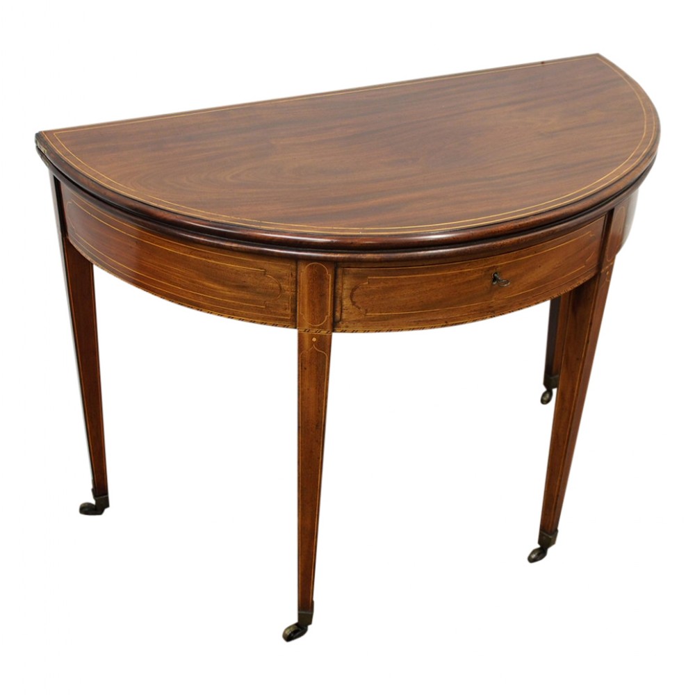 Scottish Mahogany and Inlaid Foldover Table