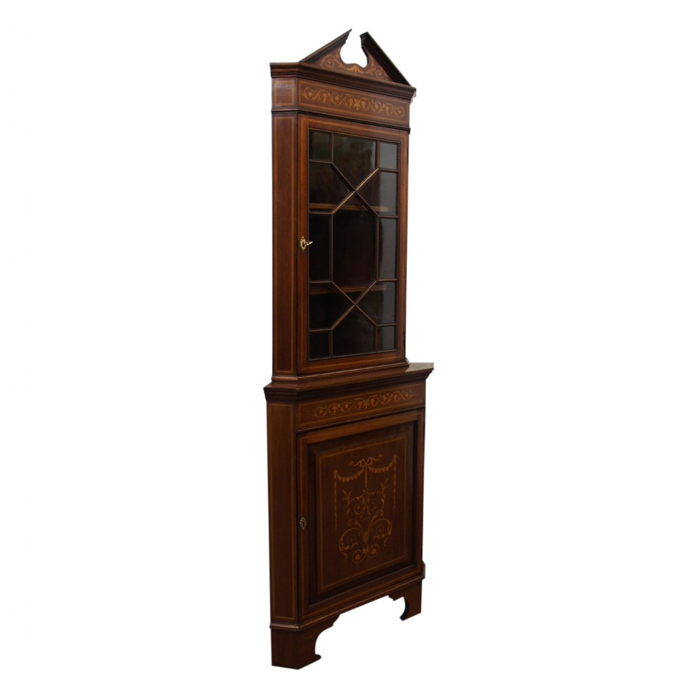 Sheraton Style Inlaid Corner Cabinet
