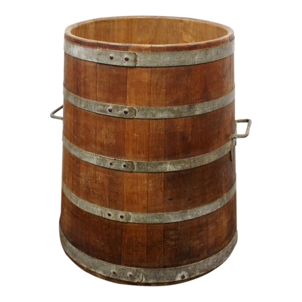 Large Staved Teak Ships Water Butt