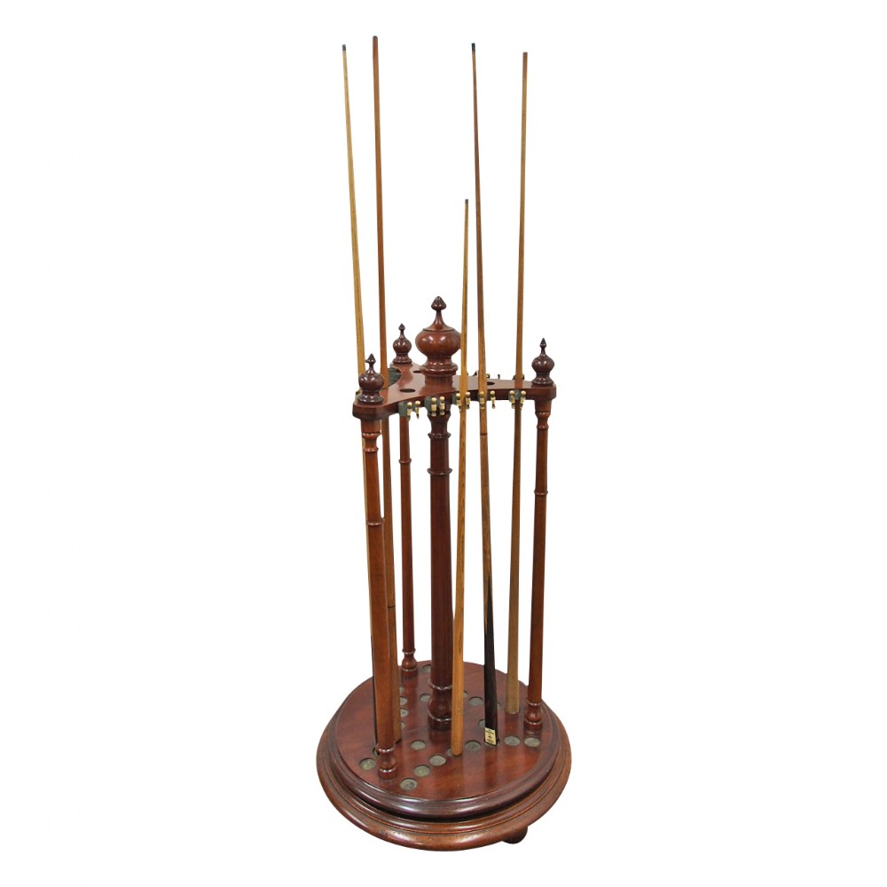 Unusual Victorian Mahogany Revolving Cue Stand 