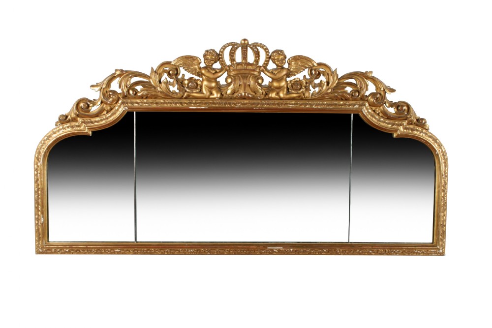 Carved Wood and Gilded Overmantel Mirror View II
