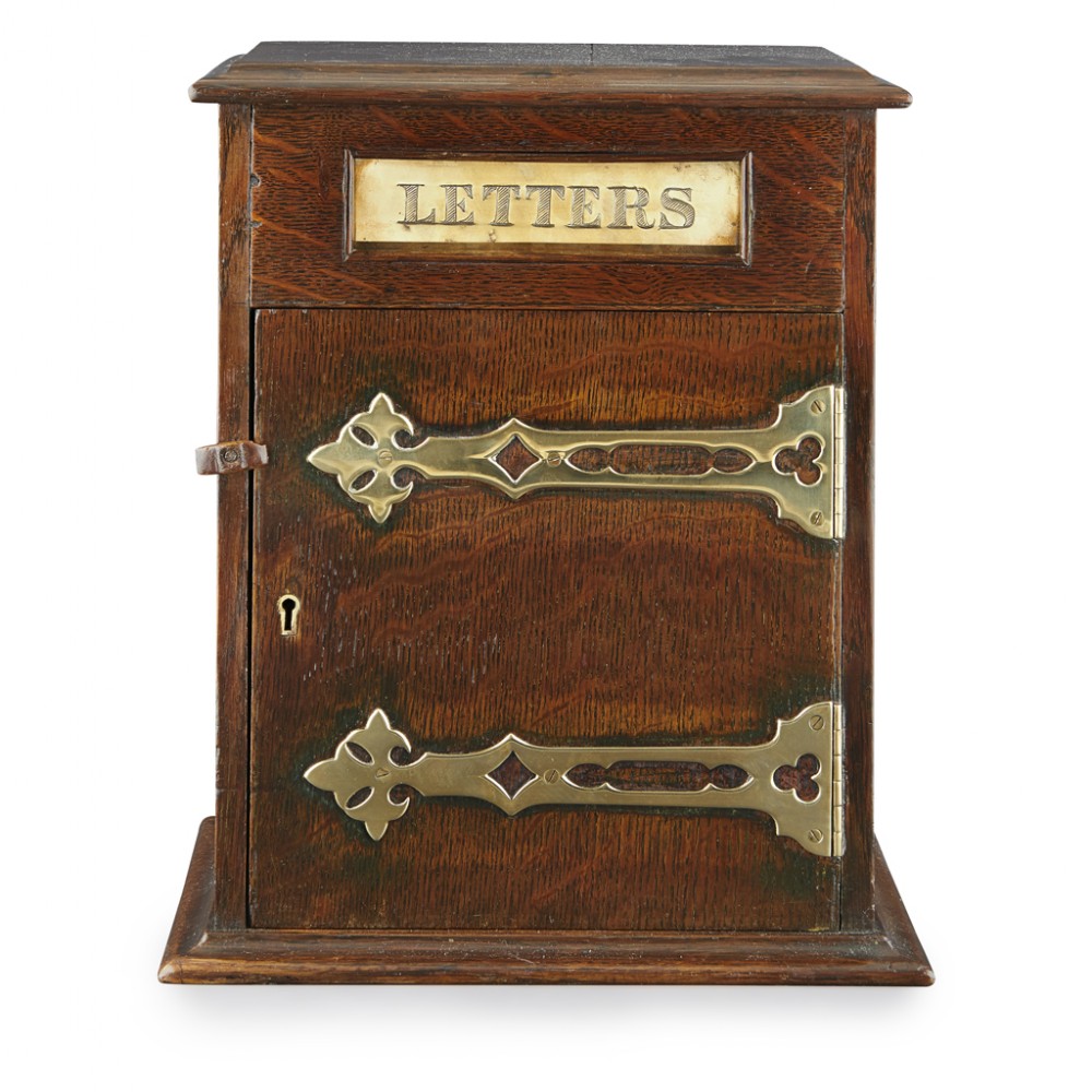 Neat Oak and Brass Victorian Letter Box