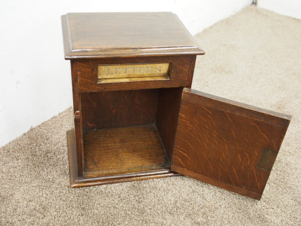 Neat Oak and Brass Victorian Letter Box View IV