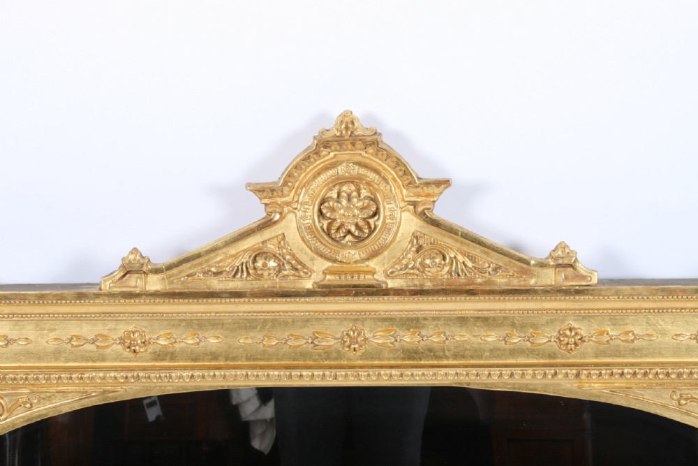 Victorian Carved Gesso Wood Overmantel Mirror View II