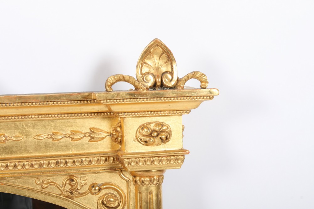 Victorian Carved Gesso Wood Overmantel Mirror View III